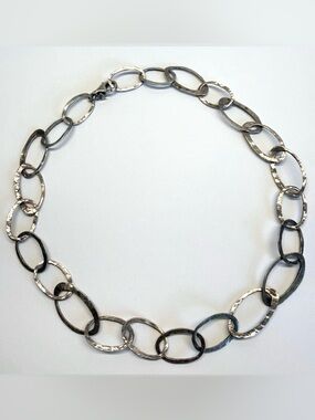 Silpada Sterling Silver Hammered Link Necklace 19” Statement